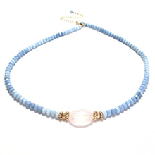Load image into Gallery viewer, blue opals &amp; rose quartz necklace