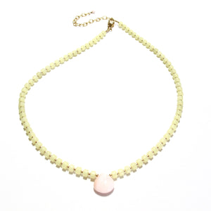yellow jade & pink opal necklace