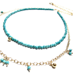 tiny amazonite beads double necklace