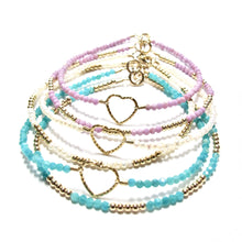 Load image into Gallery viewer, sparkle heart with tiny lilac beads bracelet