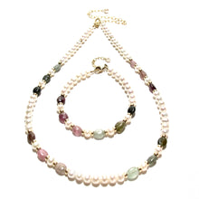 Load image into Gallery viewer, tourmaline &amp; pearls bracelet