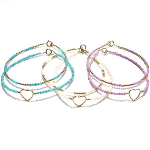 tiny lilac & gold beads bracelet