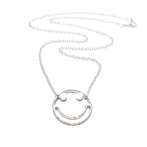 silver smiley chain necklace