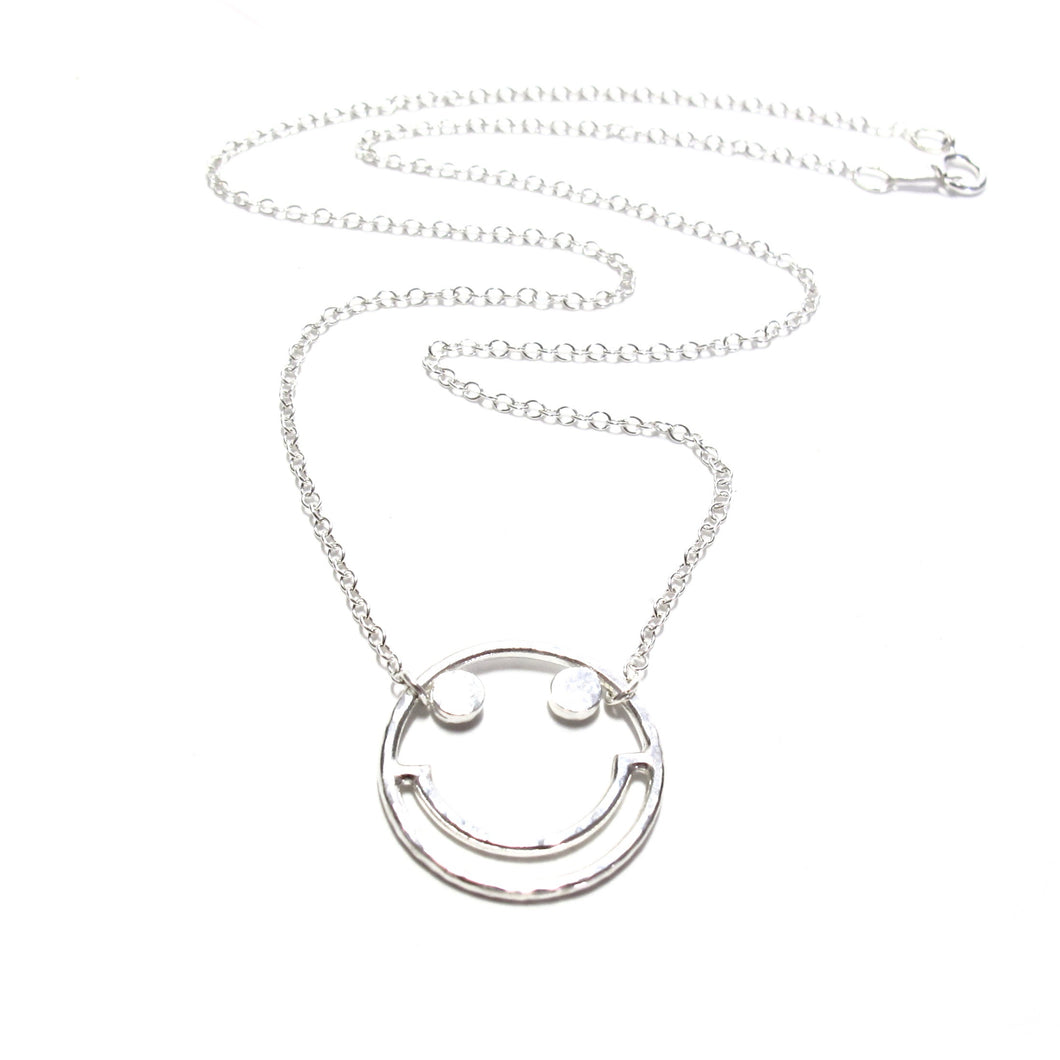 silver smiley chain necklace