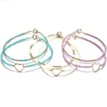 Load image into Gallery viewer, sparkle heart with tiny lilac beads bracelet