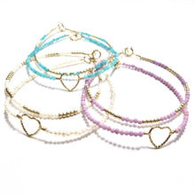 Load image into Gallery viewer, sparkle heart with tiny lilac beads bracelet