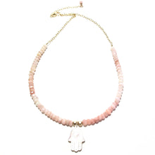 Load image into Gallery viewer, hamsa &amp; pink opal necklace