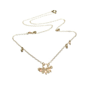 tiny pink opals and gold beads necklace
