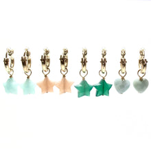 Load image into Gallery viewer, amazonite star huggie earrings
