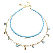 Load image into Gallery viewer, tiny turquoise beads double necklace