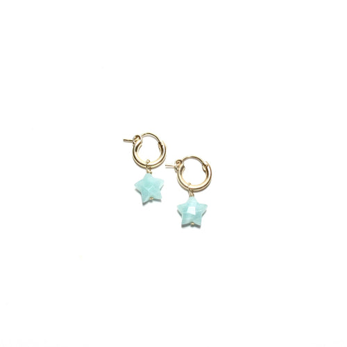 amazonite star huggie earrings