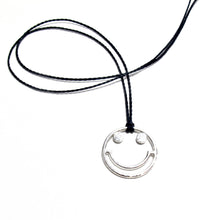 Load image into Gallery viewer, silver smiley cord necklace