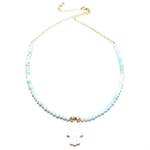 Load image into Gallery viewer, hamsa &amp; peruvian blue opal necklace