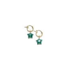 Load image into Gallery viewer, green onyx star huggie earrings
