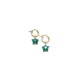 green onyx star huggie earrings