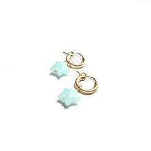 Load image into Gallery viewer, amazonite star huggie earrings