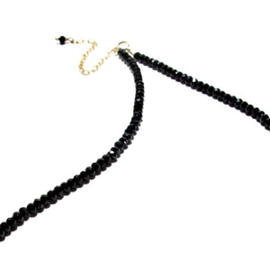 black spinel & gold beads necklace
