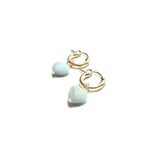 Load image into Gallery viewer, amazonite heart huggie earrings