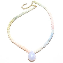 Load image into Gallery viewer, morganite &amp; blue lace agate teardrop necklace