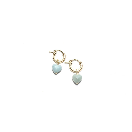 amazonite heart huggie earrings