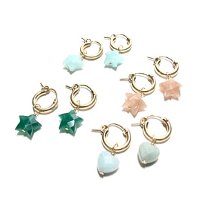 amazonite star huggie earrings