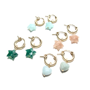 green onyx star huggie earrings