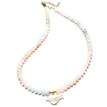 Load image into Gallery viewer, morganite &amp; mother of pearl dove necklace