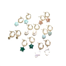 Load image into Gallery viewer, amazonite star huggie earrings