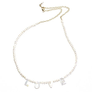 freshwater pearl love necklace