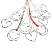 Load image into Gallery viewer, silver smiley cord necklace