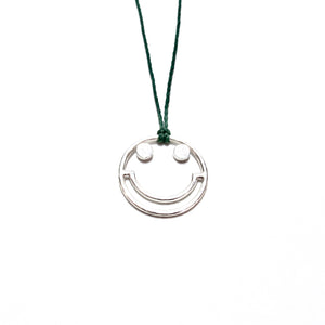 silver smiley cord necklace