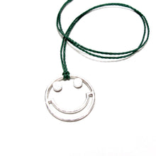 Load image into Gallery viewer, silver smiley cord necklace