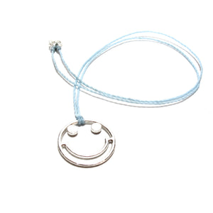 silver smiley cord necklace