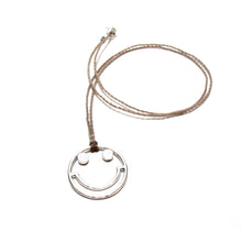 Load image into Gallery viewer, silver smiley cord necklace