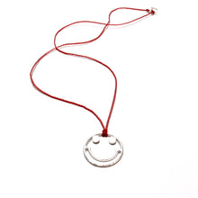 Load image into Gallery viewer, silver smiley cord necklace