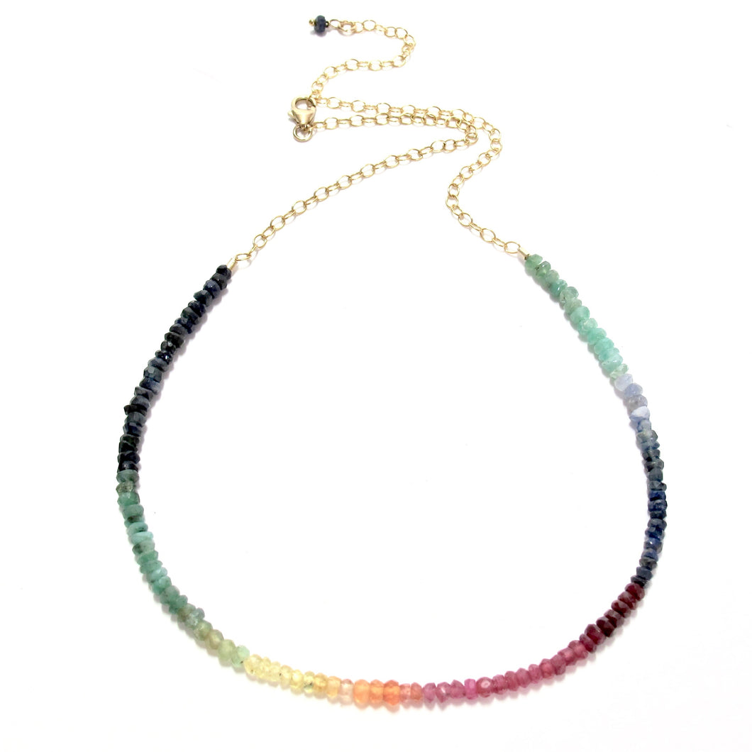 mixed rainbow gemstones necklace