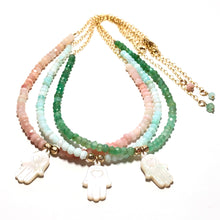 Load image into Gallery viewer, hamsa &amp; pink opal necklace