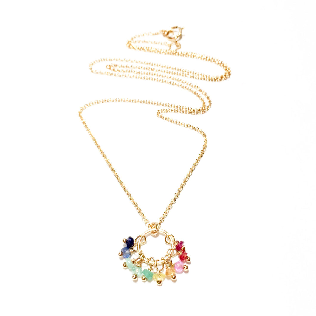 rainbow gemstones ring necklace