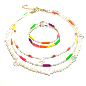 neon tubes & pearls necklace