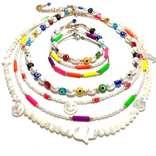 Load image into Gallery viewer, neon tubes &amp; pearls necklace