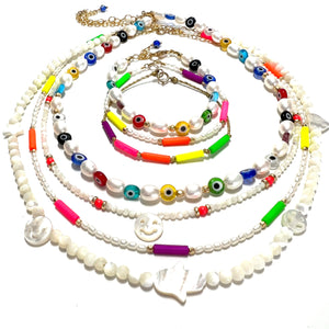 neon tubes & pearls necklace