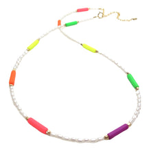 Load image into Gallery viewer, neon tubes &amp; pearls necklace
