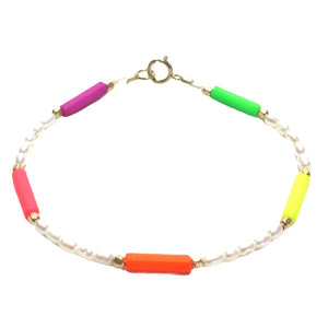 neon tubes & pearls bracelet