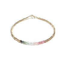 Load image into Gallery viewer, rainbow tourmaline line and gold beads bracelet