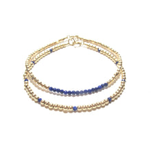 Load image into Gallery viewer, lapis lazuli line and gold beads bracelet