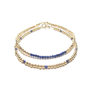 lapis lazuli line and gold beads bracelet