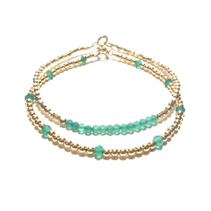 green onyx line and gold beads bracelet