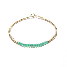 Load image into Gallery viewer, green onyx line and gold beads bracelet