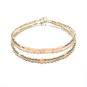 sunstone line and gold beads bracelet
