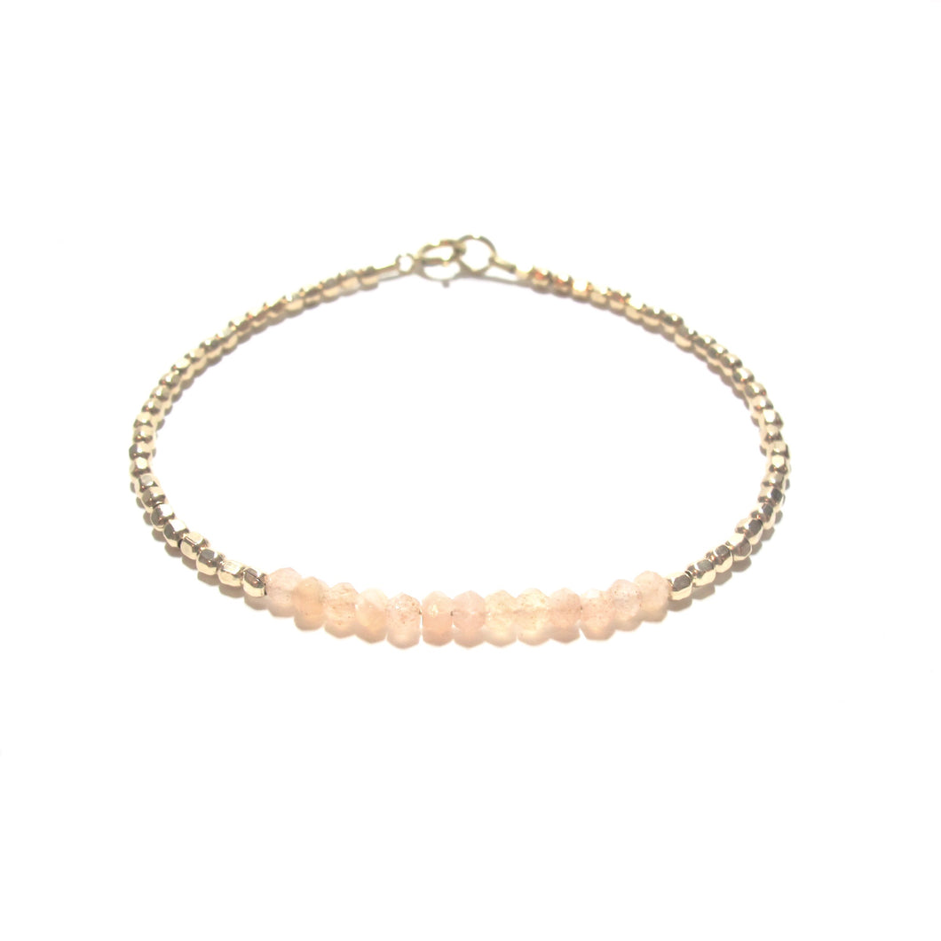sunstone line and gold beads bracelet